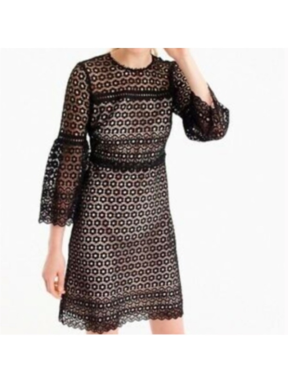 J. Crew Bell-sleeve daisy lace dress
